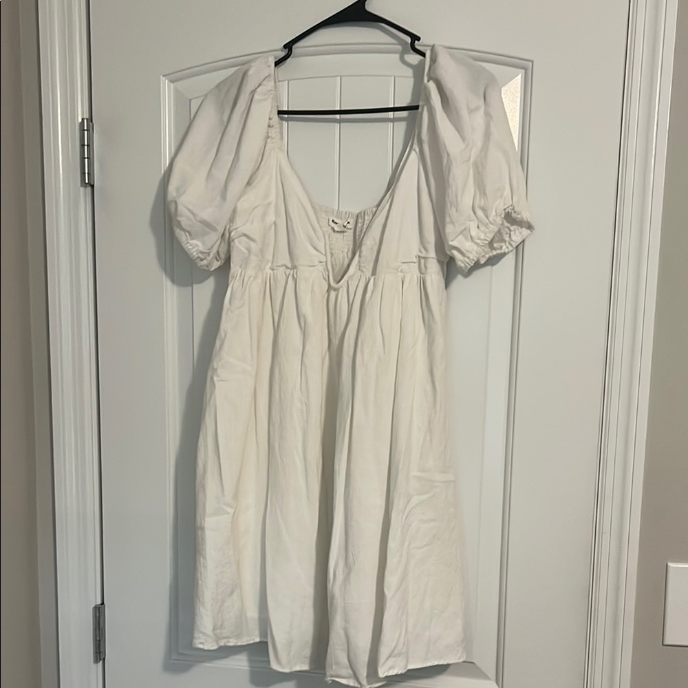 Newbury Kustom White Puff Sleeve Dress with Pockets